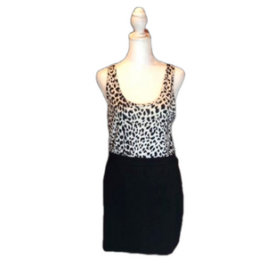 FOREVER 21 Black W/ Cheetah Tank Dress Size Large